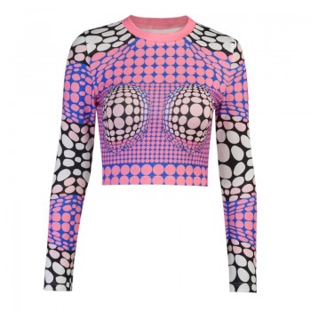 Women Autumn Long Sleeve Printed Slim Fashion T Shirt Crop Tops 2021 Fall Female Clothing